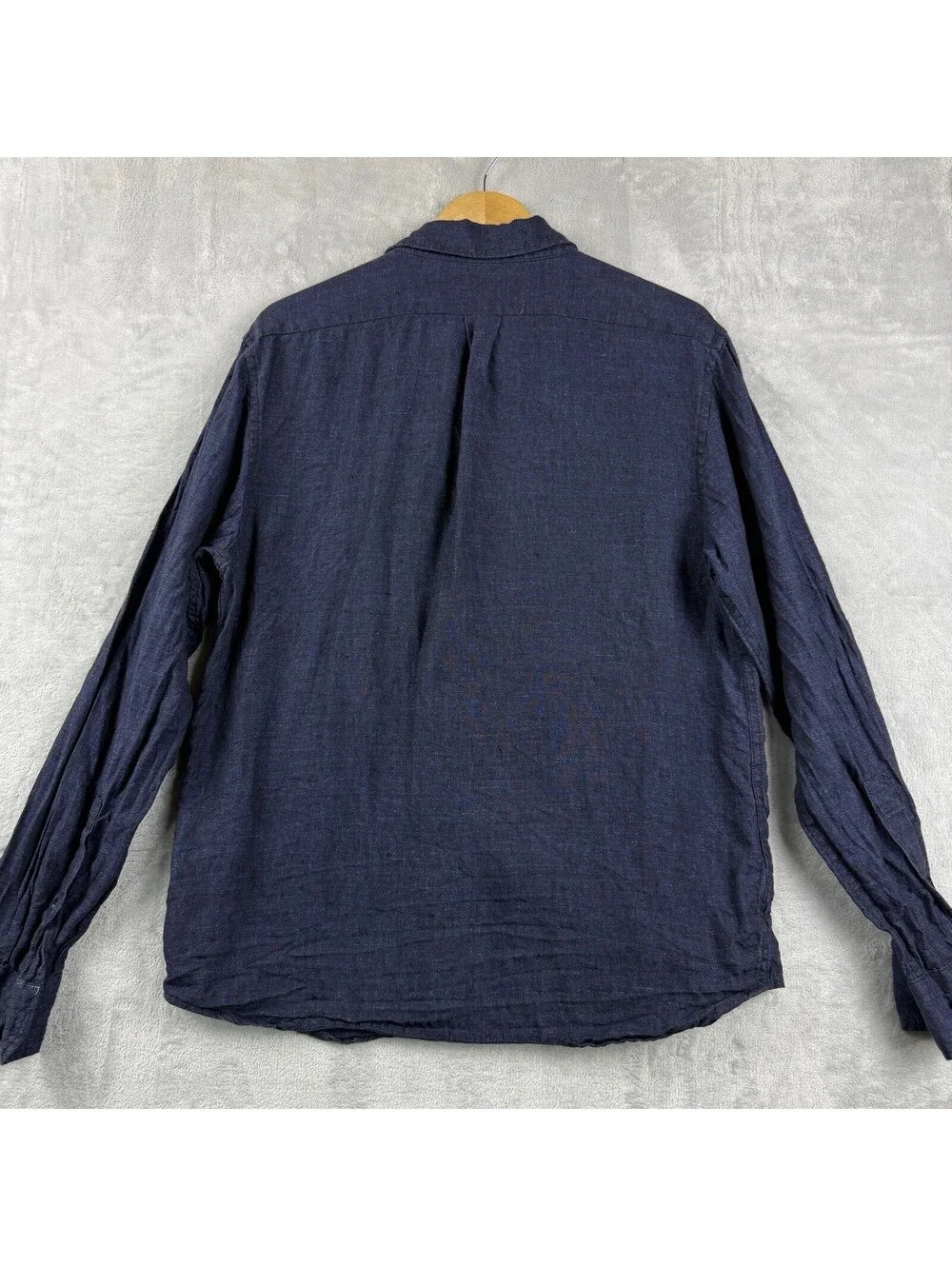 Banana Republic Men’s M Navy Linen Blend Standard Fit Long Sleeve Button Shirt